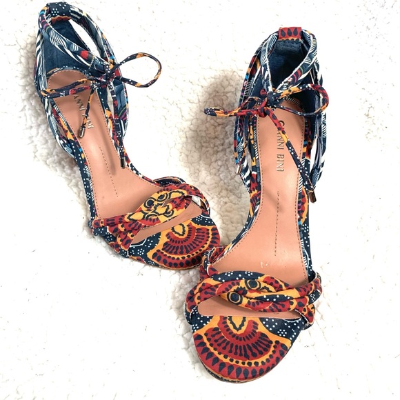 Gianni Bini Abbrie Print Ankle Tie Sandals - Picture 6 of 9